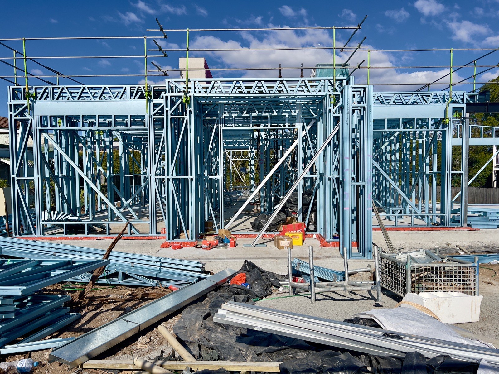 Steel-framed house under construction in Queensland